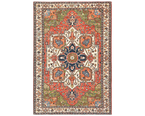 6x8 Rust Beige Ersari Afghan Hand Knotted Veg Dye Wool Area Rug